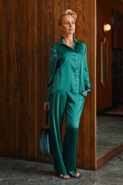 Green Bamboo Silk Pyjama Set