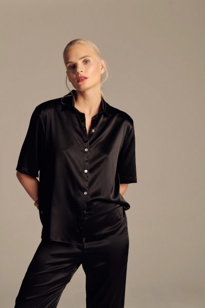 Silk Cropped Pyjama Shirt